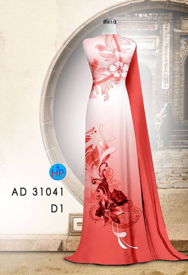 Vải Áo Dài Hoa In 3D AD 31041 45